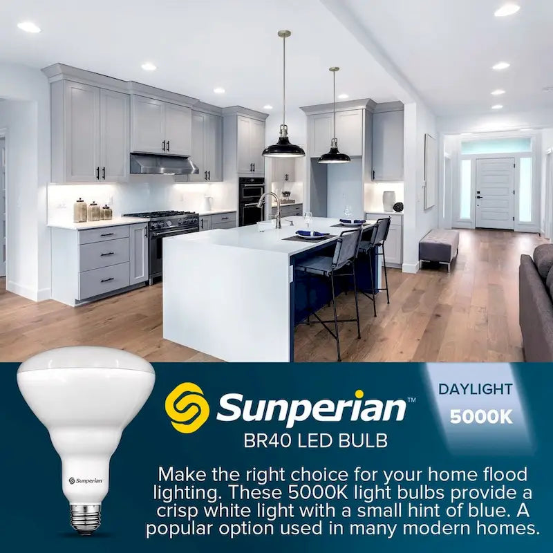 Metal Sunperian 12 Pack BR40 LED Light Bulbs Dimmable Flood Light Bulbs Enclosed Fixture Rated Damp Rated UL Listed E26 Base - 12 Pack - image 2