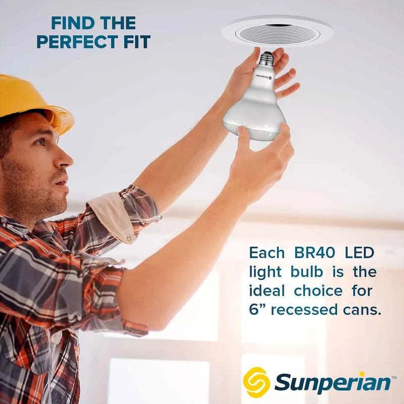 Metal Sunperian 12 Pack BR40 LED Light Bulbs Dimmable Flood Light Bulbs Enclosed Fixture Rated Damp Rated UL Listed E26 Base - 12 Pack - image 5