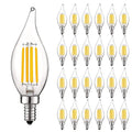 Luxrite 5W Vintage Candelabra LED Bulbs Dimmable, 550 Lumens, 60W Equivalent, Clear Glass, E12 Base (24 Pack) - image 1
