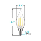 Luxrite 5W Vintage Candelabra LED Bulbs Dimmable, 550 Lumens, 60W Equivalent, Clear Glass, E12 Base (24 Pack) - image 3