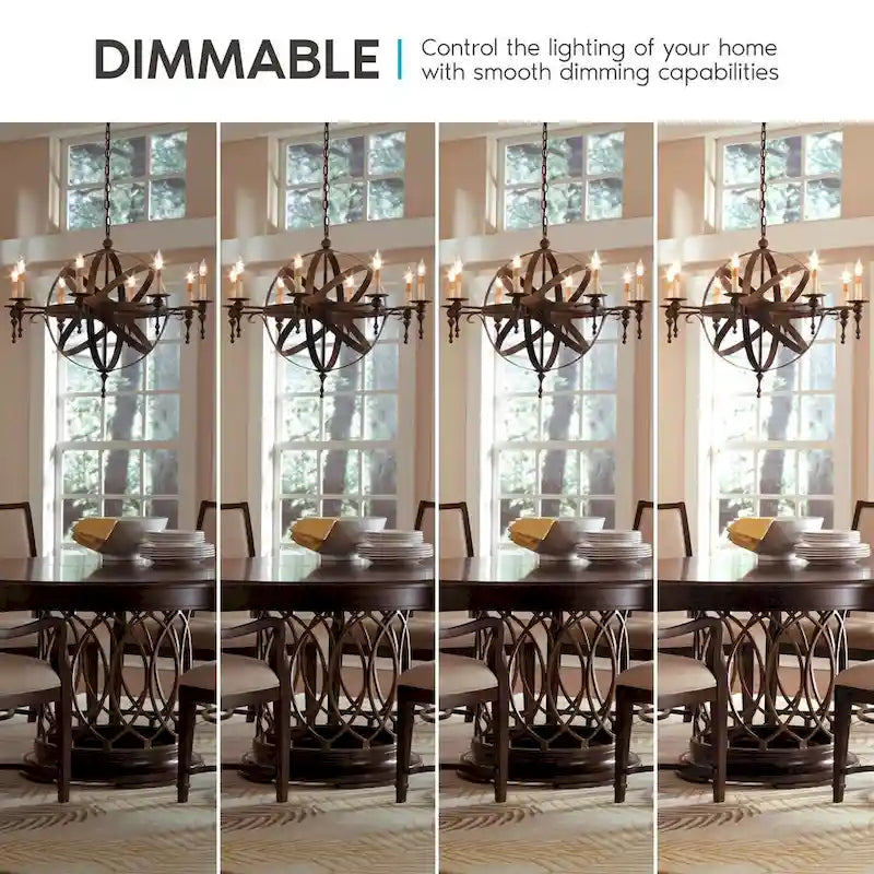 Luxrite 5W Vintage Candelabra LED Bulbs Dimmable, 550 Lumens, 60W Equivalent, Clear Glass, E12 Base (24 Pack) - image 8
