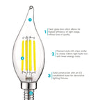 Luxrite 5W Vintage Candelabra LED Bulbs Dimmable, 550 Lumens, 60W Equivalent, Clear Glass, E12 Base (24 Pack) - image 11