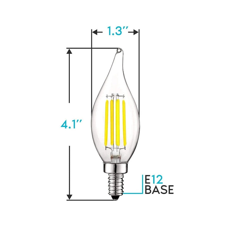 Luxrite 5W Vintage Candelabra LED Bulbs Dimmable, 550 Lumens, 60W Equivalent, Clear Glass, E12 Base (24 Pack) - image 12