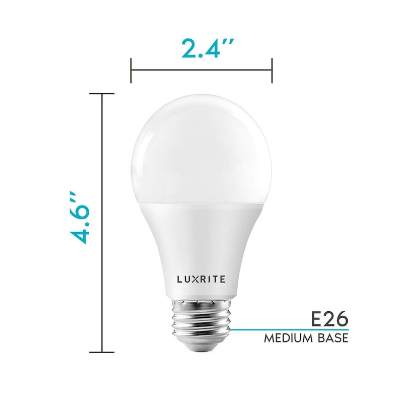 Luxrite A19 LED Light Bulb 100W Equivalent 3500K 1600 Lumens Dimmable 15W Enclosed Fixture Rated E26 Base 16 Pack - image 4