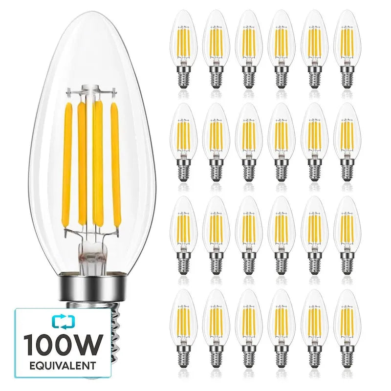 Glass Luxrite Candelabra LED Light Bulbs 100W Equivalent 800 Lumens 7W B11 Dimmable Damp Rated UL Listed E12 24 Pack - image 1