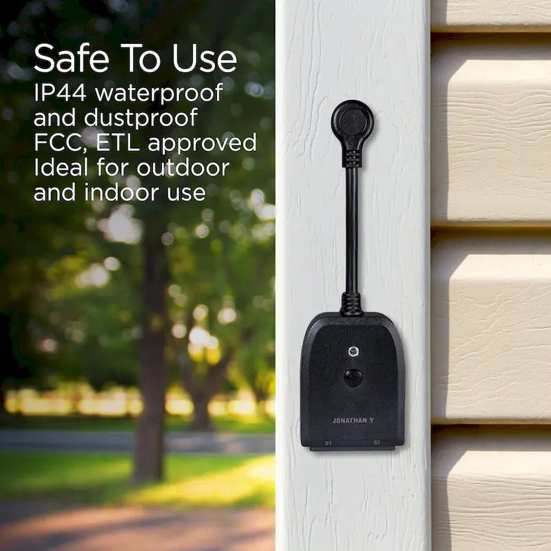 Prise double connectée d'extérieur - Contrôle à distance via application Wi-Fi pour la décoration extérieure ; compatible avec Alexa et Google Assistant - Blanche