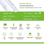 Glass Luxuries 4FT LED T8 Ballast Bypass Type B Light Tube, 18W, Single-Ended & Dual-Ended Connection, 2300lm, 5000K, 30 Pack - 30pcs - image 4
